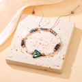 Bohemian adjustable bracelet with blue beads and iridescent triangle abalone shell - Triangle