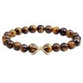 Tiger eye beaded bracelet with gold-tone micro-pave zircon claw charm detail - Tiger's Eye