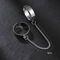 Set di anelli punk con croce in acciaio inossidabile argento e catena da 8 cm - Argento