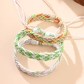 Set of three handmade braided bohemian bracelets in colorful cotton cord with adjustable knots - Handmade Woven Set
