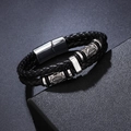 Bracciale vichingo da uomo in pelle intrecciata a doppio strato con chiusura magnetica - Bracciale intrecciato a doppio strato