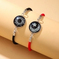 Bracelets de couple soleil et lune avec cordes tissées noires et rouges pour amoureux - Noir Rouge Soleil Lune Ensemble