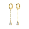 Elegant S925 sterling silver drop earrings with gold plating and pear-cut zircon pendants - Waterdrop Pendant Earrings (DY110396) / 925 Silver / Gold