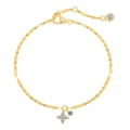 S925 sterling silver four-leaf clover bracelet with blue and clear zircon stones - 925 Silver / Gold