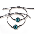 Leuchtendes Sonne- und Mond-Lederarmband-Set für Paare mit verstellbarer Kordel - Blau