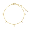 S925 sterling silver gold bracelet featuring pink round stones and a heart-shaped pendant - 925 Silver / Gold Color (DY150673-S-G-NA)