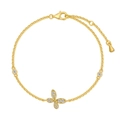 Elegant gold butterfly bracelet with sparkling zircon stones on a white background - 925 Silver / Gold