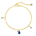 S925 sterling silver gold plated bracelet featuring teardrop blue sapphire pendants - Blue Zircon Waterdrop Bracelet (DY150667) / 925 Silver / Gold