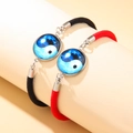 Handmade Tai Chi Yin Yang braided bracelets set in contrasting red and black colors - Black Red Colorful Yin Yang Set