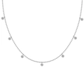 Minimalist S925 sterling silver ball chain necklace with seven sparkling star pendants - Starburst Bead Chain Necklace (DY191629) / 925 Silver / White Gold