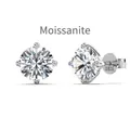 Sparkling S925 sterling silver Moissanite stud earrings with classic four-prong setting - 925 Silver / White Gold (DO1D0002-S-W-WH)