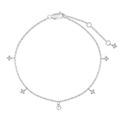 S925 sterling silver bracelet with pink zircons and heart pendant in silver finish - 925 Silver / White Gold Color (DY150673-S-W-NA)