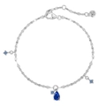 Elegant S925 sterling silver chain bracelet with blue teardrop pendant and zircon accents - Blue Zircon Waterdrop Bracelet (DY150667) / 925 Silver / White Gold