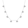 Collana minimalista in argento sterling S925 con perline lucide su catena a croce - Argento 925 / Oro Bianco