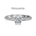 S925 sterling silver ring with 0.5ct Moissanite, six-prong setting and adjustable band - Adjustable Open / White Gold (DO120002-S-W-WH)