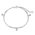 Pulsera de capas de plata de ley S925 con cuentas pulidas y cierre de mosquetón resistente - Plata 925 / Oro Blanco
