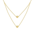 Elegante zweischichtige goldene S925 Silberkette mit gebürsteten Metallkugel-Anhängern - 925er Silber / Gold (DY191634-S-G-WH)