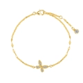 Elegante bracciale a farfalla dorato con cristalli pavé e catenina sottile regolabile - Oro