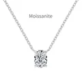 S925 Sterling Silver necklace featuring 1 carat oval Moissanite pendant with four-claw setting - 925 Silver / White Gold Color (DO190024-S-W-WH)