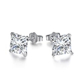 Orecchini a perno quadrati in argento 925 con zirconi scintillanti taglio princess 3ct - Argento 925 / Oro Bianco