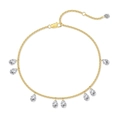 Elegante bracciale in argento S925 dorato con nove ciondoli in zircone a goccia - Argento 925 / Oro