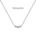 Elegant S925 sterling silver necklace featuring three sparkling Moissanite stones in a smile arc - 925 Silver / White Gold