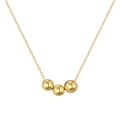 Minimalistische S925 Silberkette mit drei polierten Goldperlen an einer feinen Kette - 925er Silber / Gold