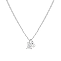 Elegante collana in argento sterling S925 con cristallo rettangolo e perla bianca tonda - Oro Bianco (DY191683-S-W-WH) / Argento 925