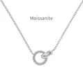 Collana in argento sterling S925 con cerchi intrecciati e moissanite scintillante - Argento 925 / Oro Bianco (DO190035-S-W-WH)