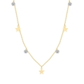 Collar de plata S925 con colgantes de estrellas doradas y piedras de circonita brillantes - Plata 925 / Dorado