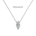 Elegant S925 sterling silver necklace with marquise-cut moissanite pendant on white background - 925 Silver / White Gold