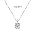 Exquisite S925 sterling silver necklace with 1.5 carat oval cut D color moissanite pendant - 925 Silver / White Gold (DO190030-S-W-WH)