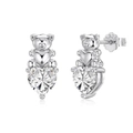 Orecchini a perno orso e cuore in argento sterling S925 con zirconi scintillanti - Argento 925 / Argento (DY1D0540-S-W-WH)