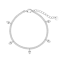 Bracciale a doppio strato in argento sterling S925 con cinque ciondoli a cuore lucidi - Argento 925 / Argento (DY150615-S-W-WH)