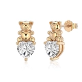 Orecchini a perno a forma di orso in argento S925 dorato con zirconi a forma di cuore - Argento 925 / Oro Champagne (DY1D0540-S-X-WH)