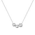 Minimalistische S925 Sterlingsilberkette mit drei polierten Perlen an feiner Gliederkette - 925er Silber / Weißgold
