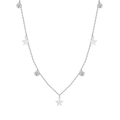 Collar de plata de ley S925 con estrellas pulidas y circonitas transparentes finas - Plata 925 / Oro Blanco