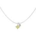 S925 sterling silver necklace with yellow star gem and white round stone pendant - Yellow Zirconia Style (DY191872-S-W-HB) / 925 Silver