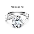 3 carat oval moissanite ring in S925 sterling silver with elegant twisted band design - US 6 / White Gold