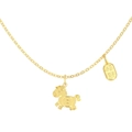 S925 Sterling Silber Gold Pferdekette mit detailreichem Tierkreisanhänger und Glücksbringer - 925er Silber / Gold (DY191902-S-G-WH)