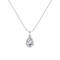 Collier en argent S925 avec pendentif goutte d'eau et pierre scintillante transparente - Argent 925 / Or Blanc (DY191845-S-W-WH)