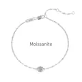 Minimalist S925 sterling silver moissanite bracelet with marquise chain and round cut stone - 925 Silver / White Gold (Bracelet)