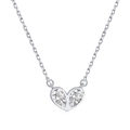 Collier élégant en argent sterling S925 avec pendentif cœur brillant en zircone - Argent 925 / Cœur Blanc (DY190430-S-W-WH)