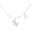 S925 Sterling Silber Kette mit Karikatur Pferd Anhänger und Glücksmünzen-Anhängern - 925er Silber / Weißgold (DY191902-S-W-WH)