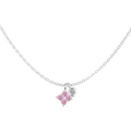 S925 sterling silver clover necklace with pink gemstone pendants on a fine silver chain - Pink Zirconia Style (DY191872-S-W-BF) / 925 Silver