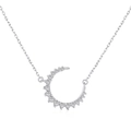 Collana a mezzaluna in argento sterling S925 con zirconi lucidi su sfondo bianco neutro - Argento 925 / Color Platino (DY190404)