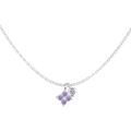 S925 sterling silver necklace with purple clover pendant and white zircon accents - Purple Zirconia Style (DY191872-S-W-QZ) / 925 Silver