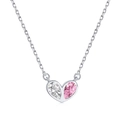 Collier en argent S925 avec pendentif cœur bicolore en zircone rose et blanche - Argent 925 / Cœur Rose et Blanc (DY190430-S-W-BF)
