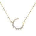 Elegante collana in argento S925 dorato con ciondolo a mezzaluna e zirconi bianchi - Argento 925 / Oro (DY190404)