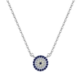S925 sterling silver Evil Eye necklace with colorful cubic zirconia circular pendant - 925 Silver / White Gold Color (DY190472-S-W-HD)